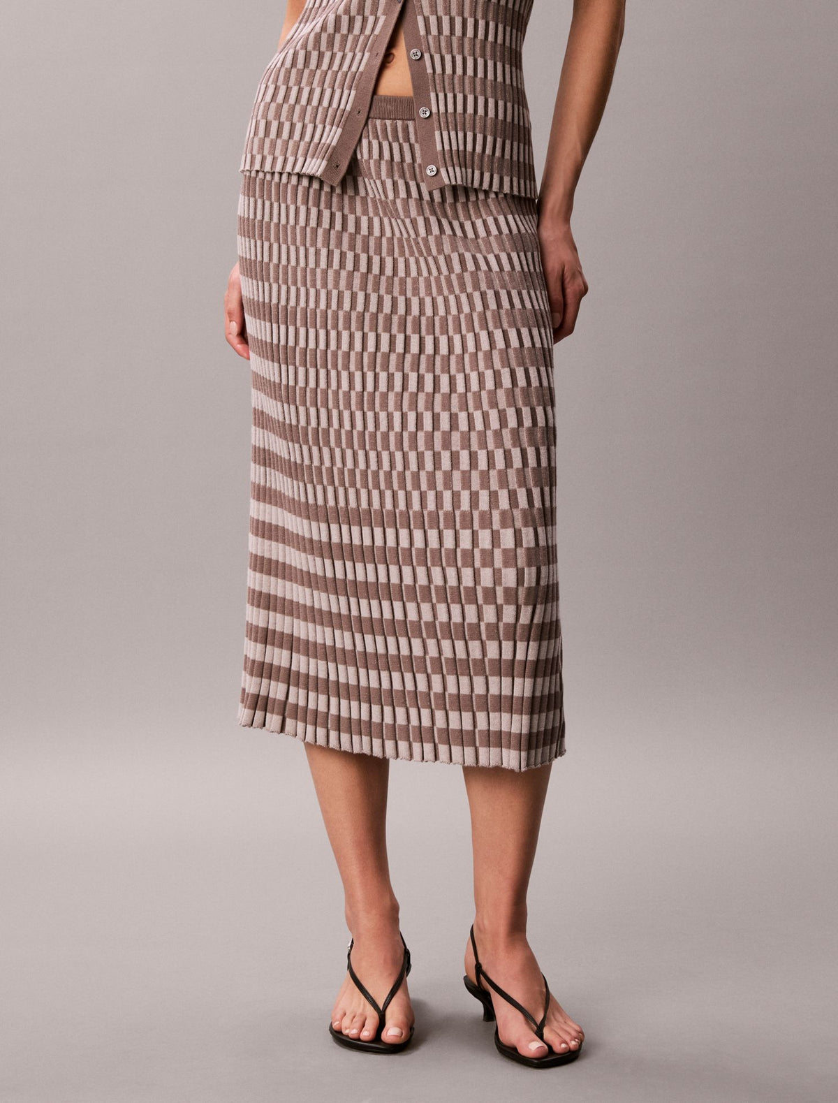 Calvin Klein Tech Knit Checkered Rib Skirt