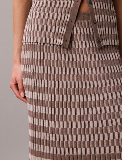 Calvin Klein Tech Knit Checkered Rib Skirt