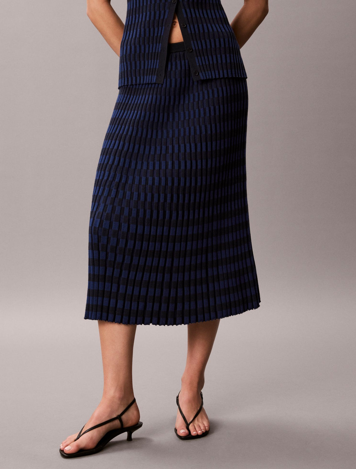Calvin Klein Tech Knit Checkered Rib Skirt