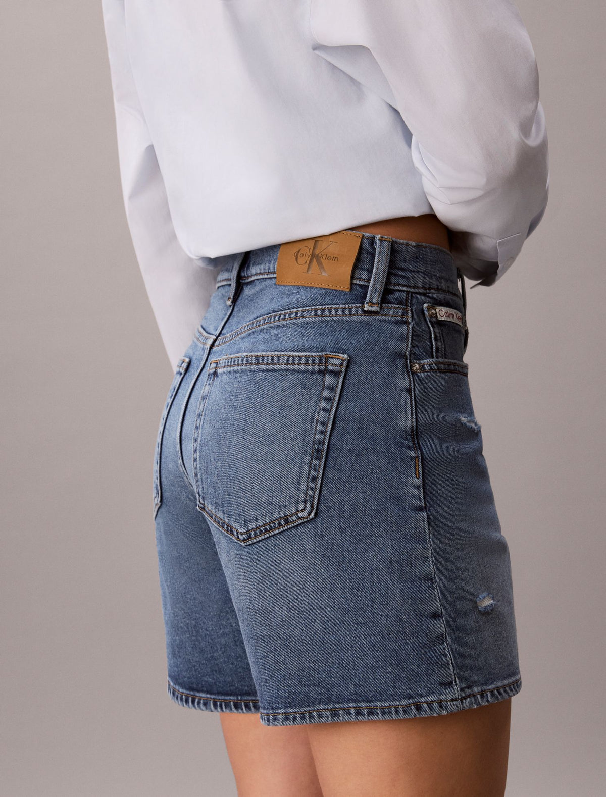 Calvin Klein High Rise A-Line Denim Shorts