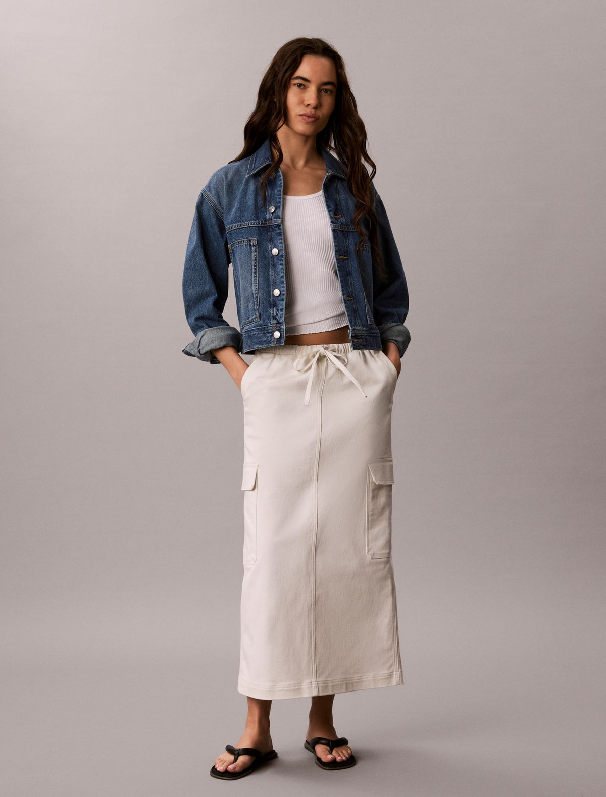 Calvin Klein Cotton Twill Cargo Skirt