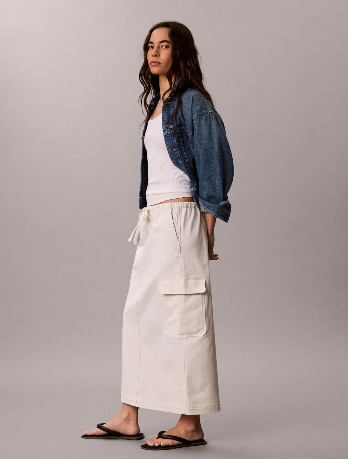Calvin Klein Cotton Twill Cargo Skirt