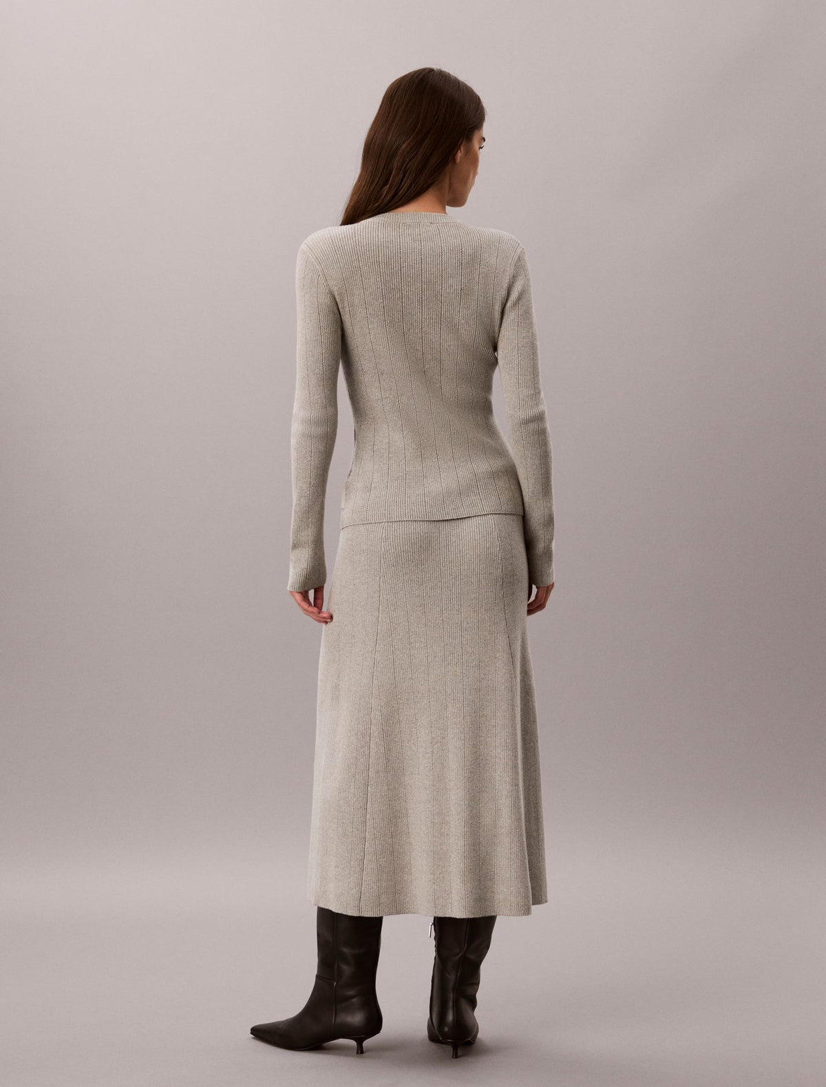 Calvin Klein Smooth Cotton Rib Midi Skirt