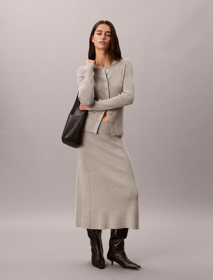 Calvin Klein Smooth Cotton Rib Midi Skirt