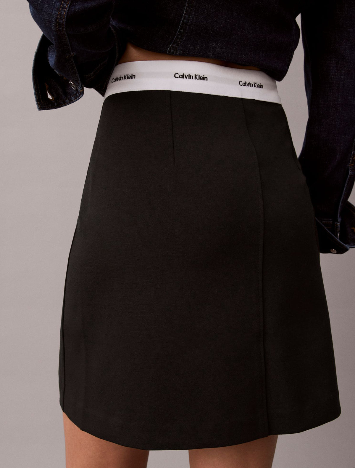 Calvin Klein Ponte Knit Logo Waistband Mini Skirt