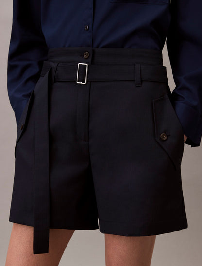 Calvin Klein Wool Blend Herringbone Utility Shorts