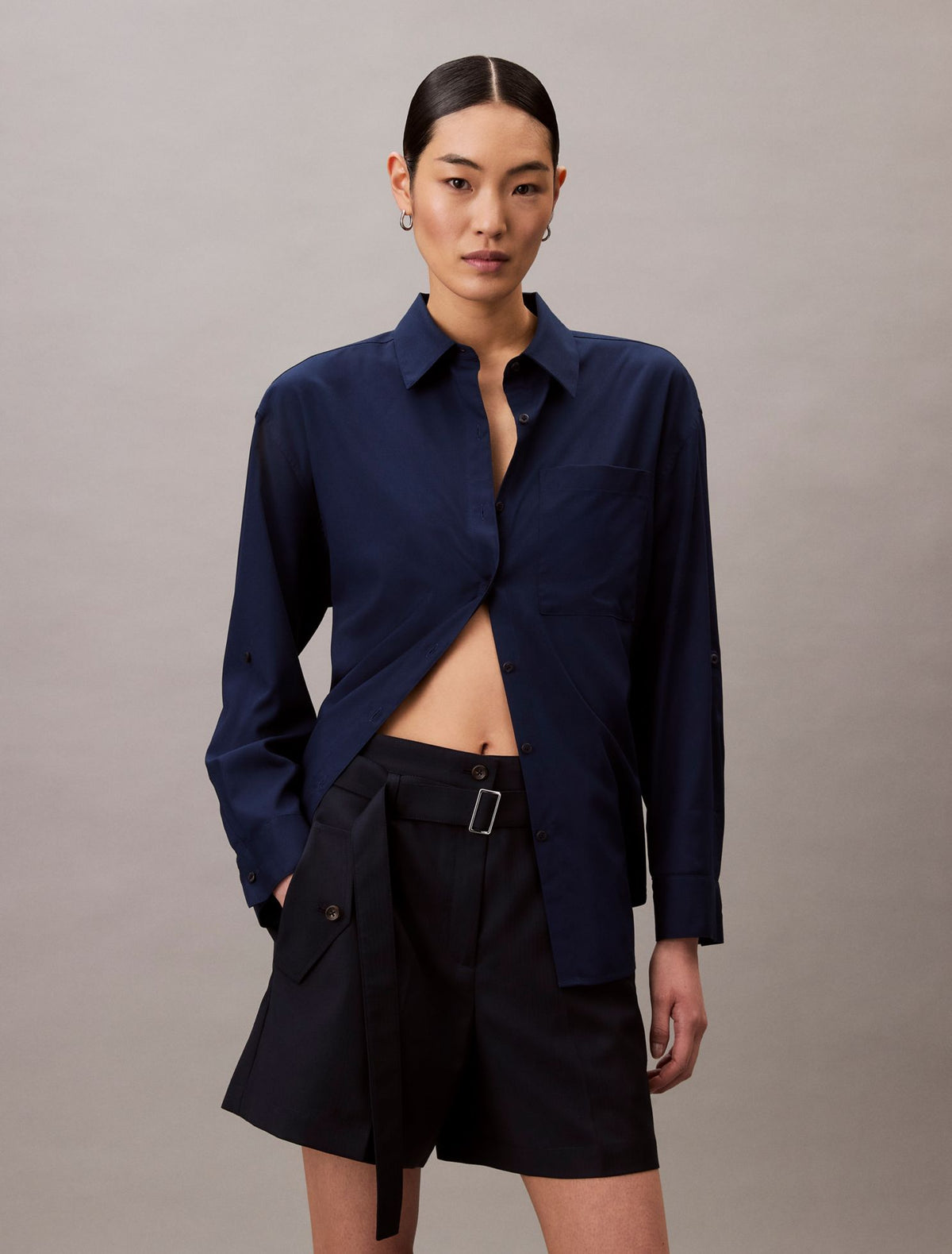 Calvin Klein Wool Blend Herringbone Utility Shorts