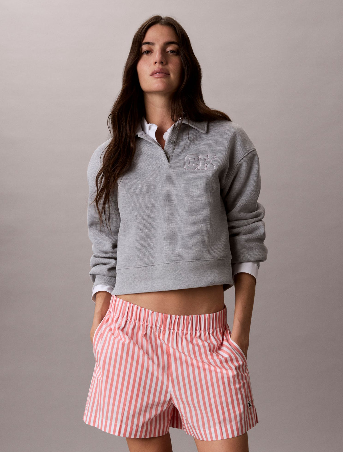 Calvin Klein Cotton Poplin Stripe Shorts
