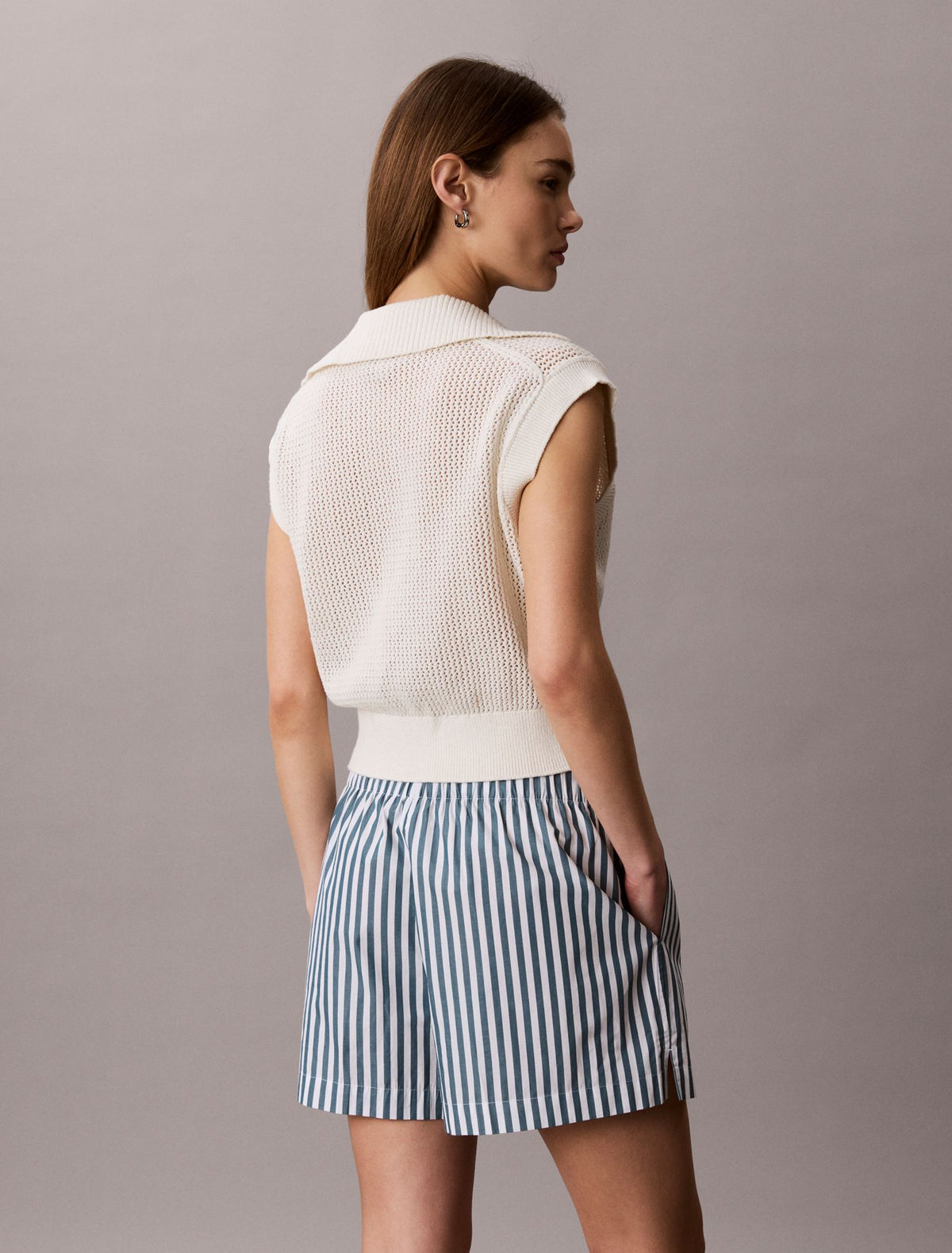 Calvin Klein Cotton Poplin Stripe Shorts