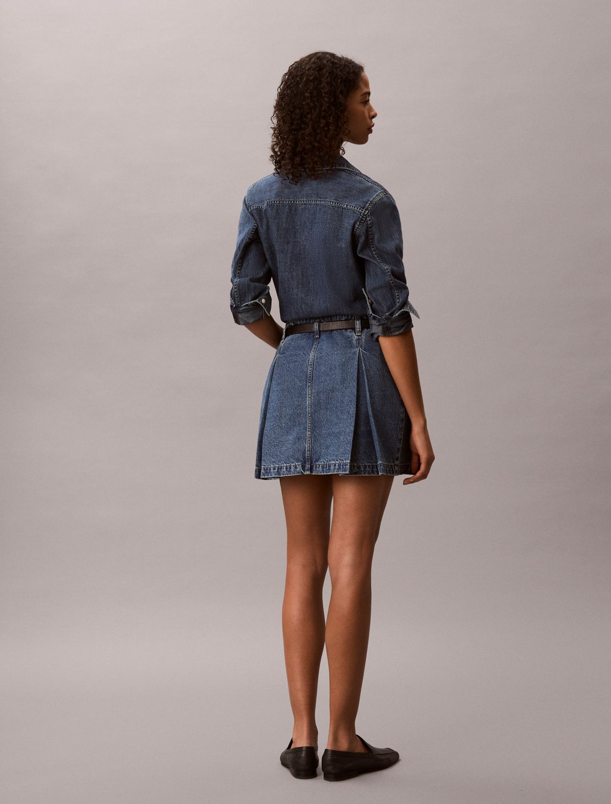 Calvin Klein Pleated Denim Mini Skirt