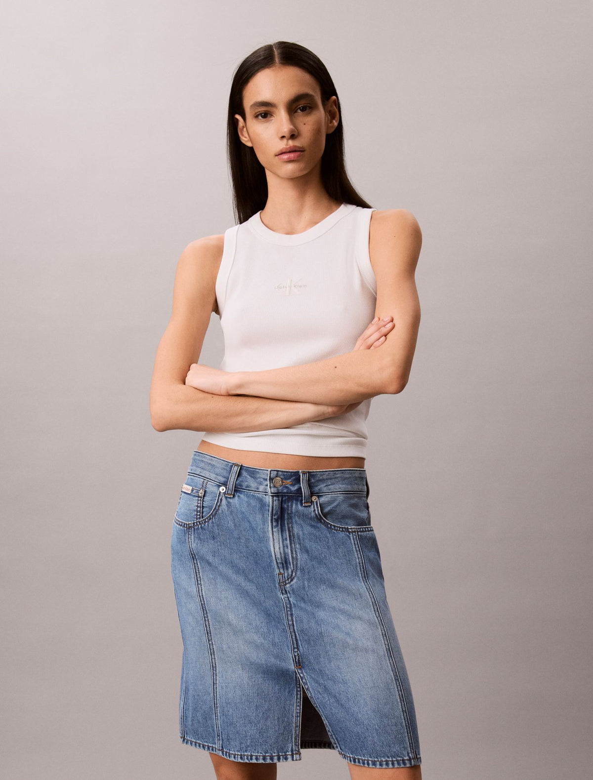 Calvin Klein Workwear Denim Midi Skirt