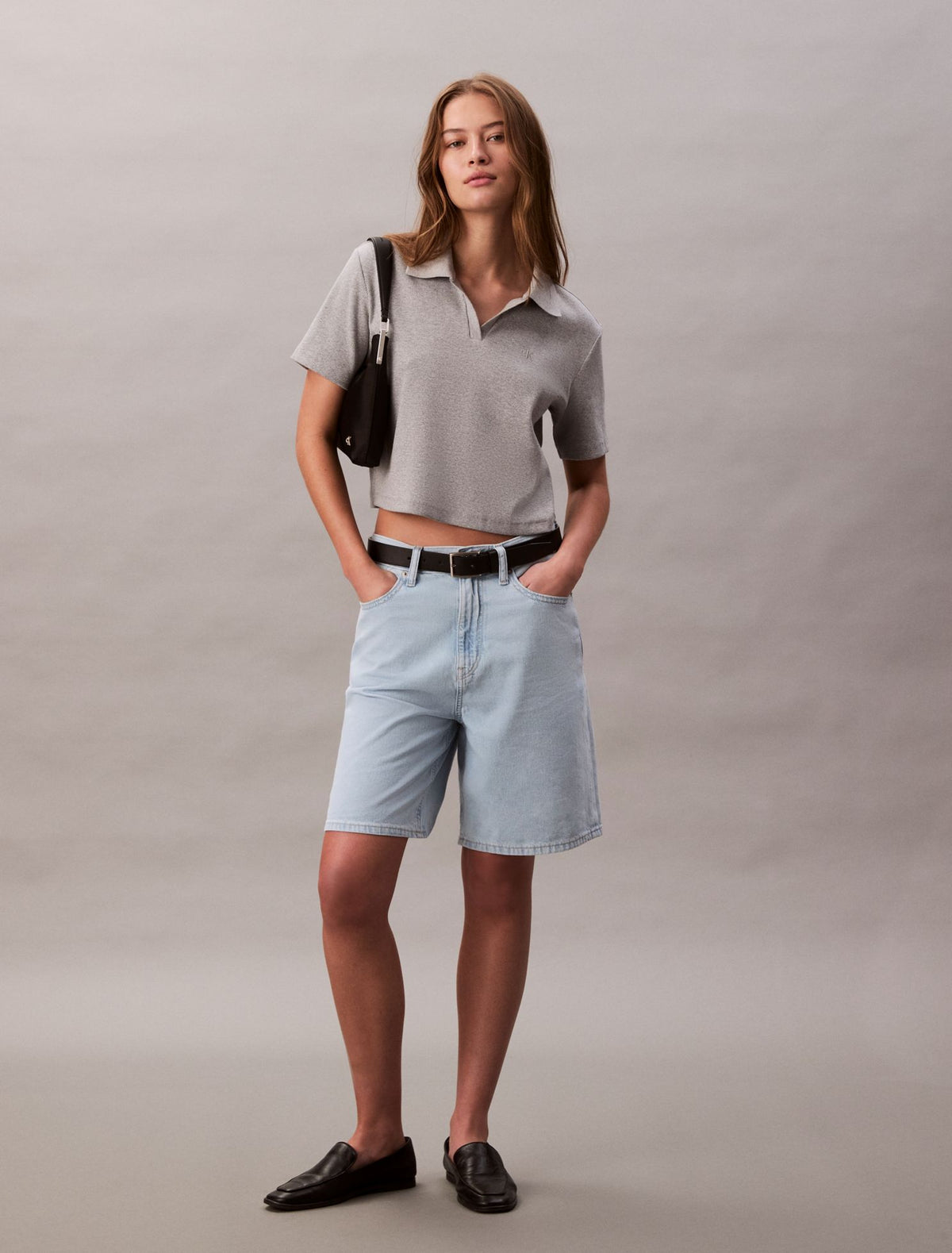 Calvin Klein Linen Blend Relaxed Denim Bermuda Shorts