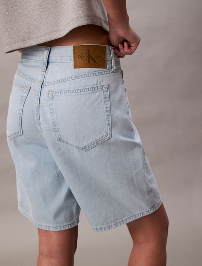 Calvin Klein Linen Blend Relaxed Denim Bermuda Shorts