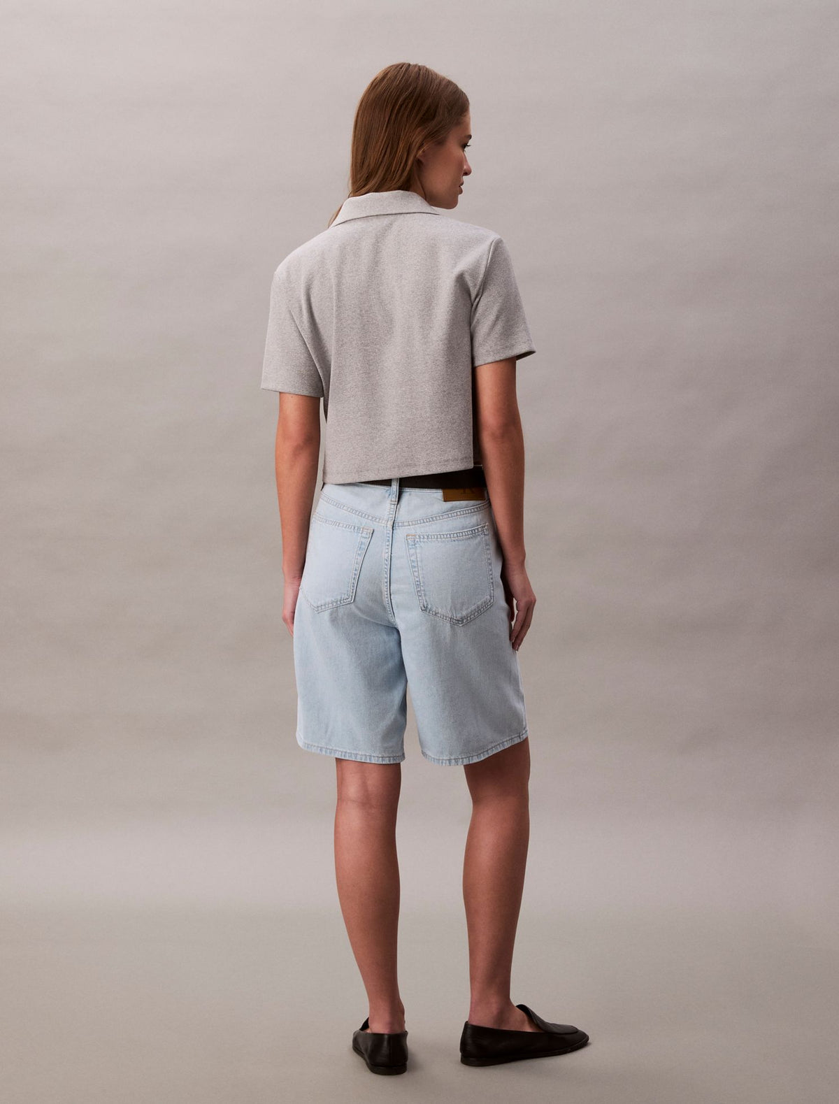 Calvin Klein Linen Blend Relaxed Denim Bermuda Shorts