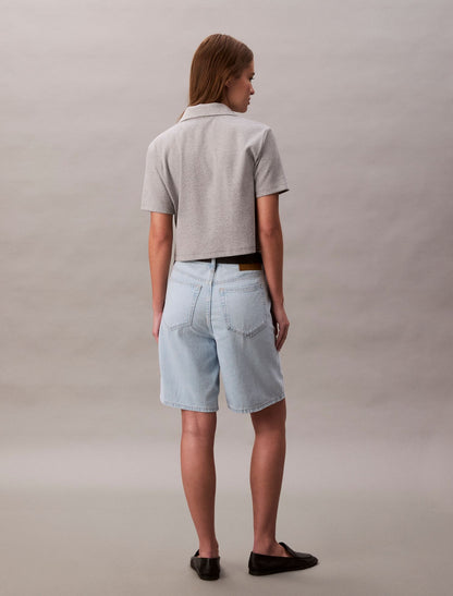 Calvin Klein Linen Blend Relaxed Denim Bermuda Shorts