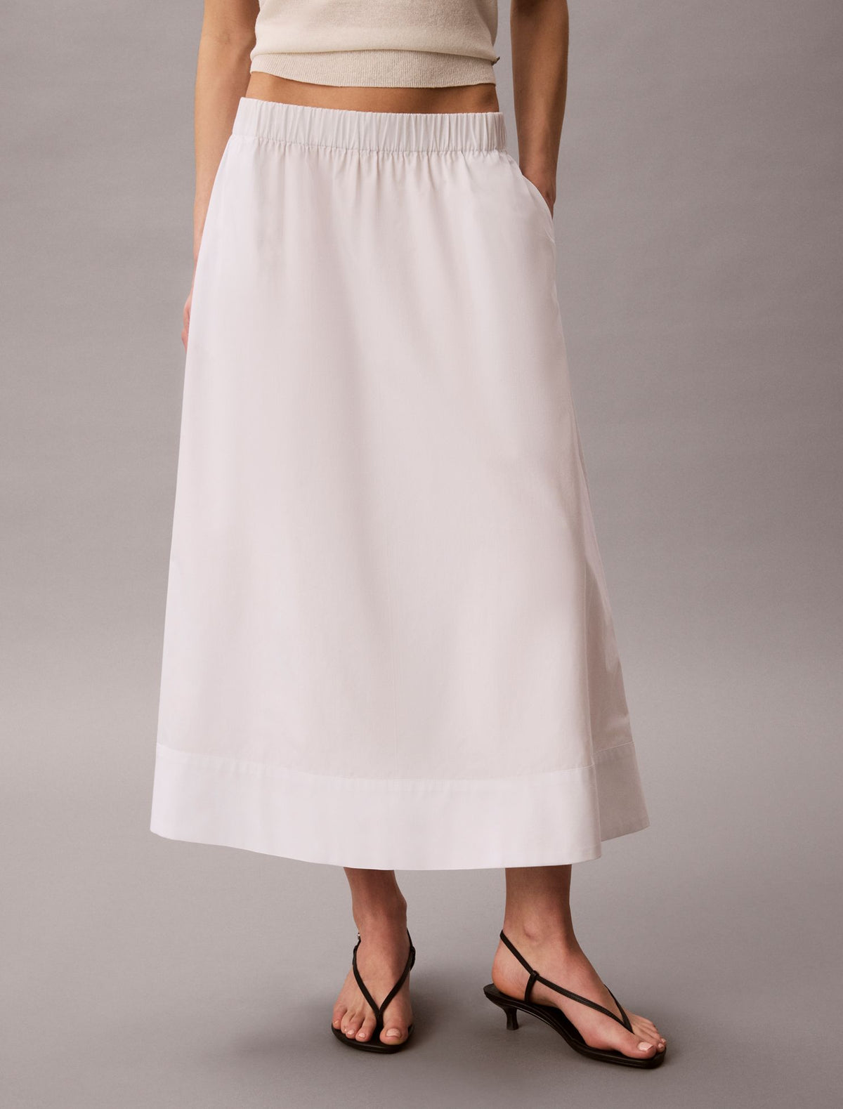 Calvin Klein Cotton Poplin Midi Skirt