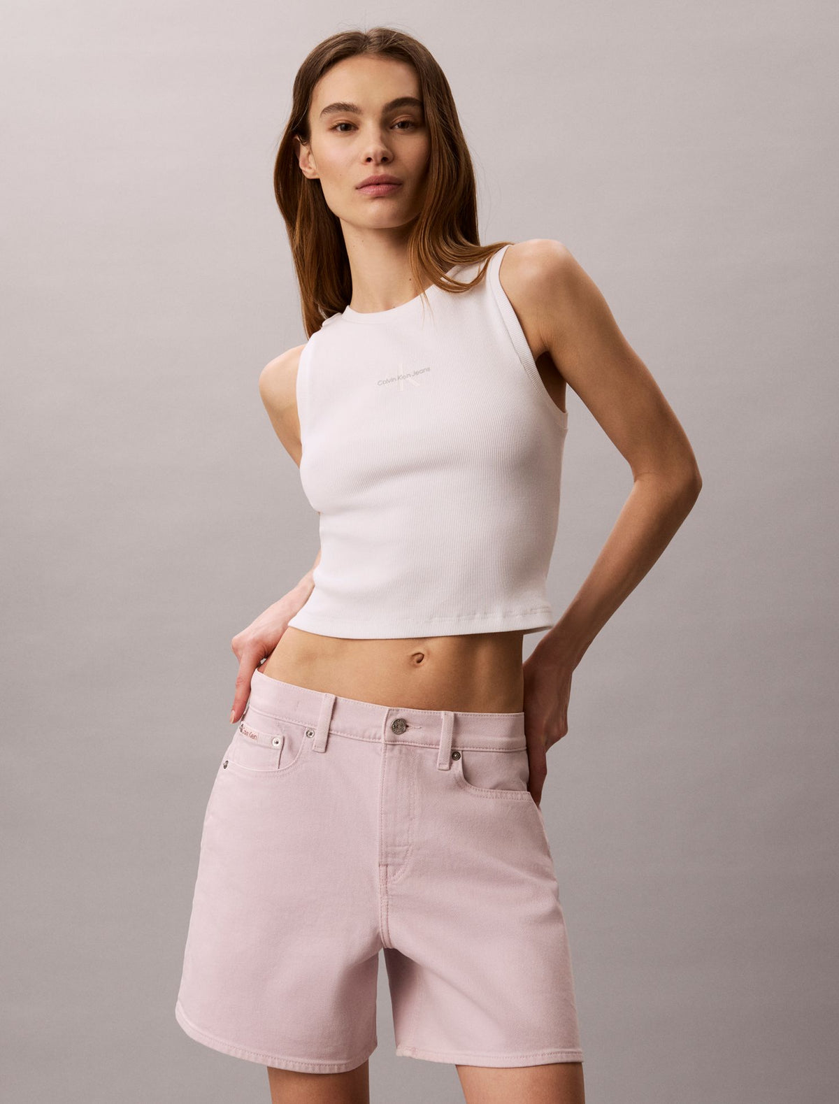 Calvin Klein Garment-Dyed High Rise A-Line Shorts
