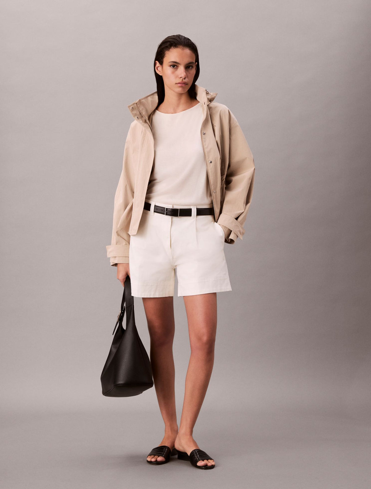 Calvin Klein Cotton Stretch Twill Pleated Bermuda Shorts