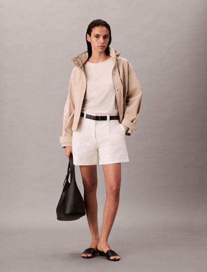 Calvin Klein Cotton Stretch Twill Pleated Bermuda Shorts