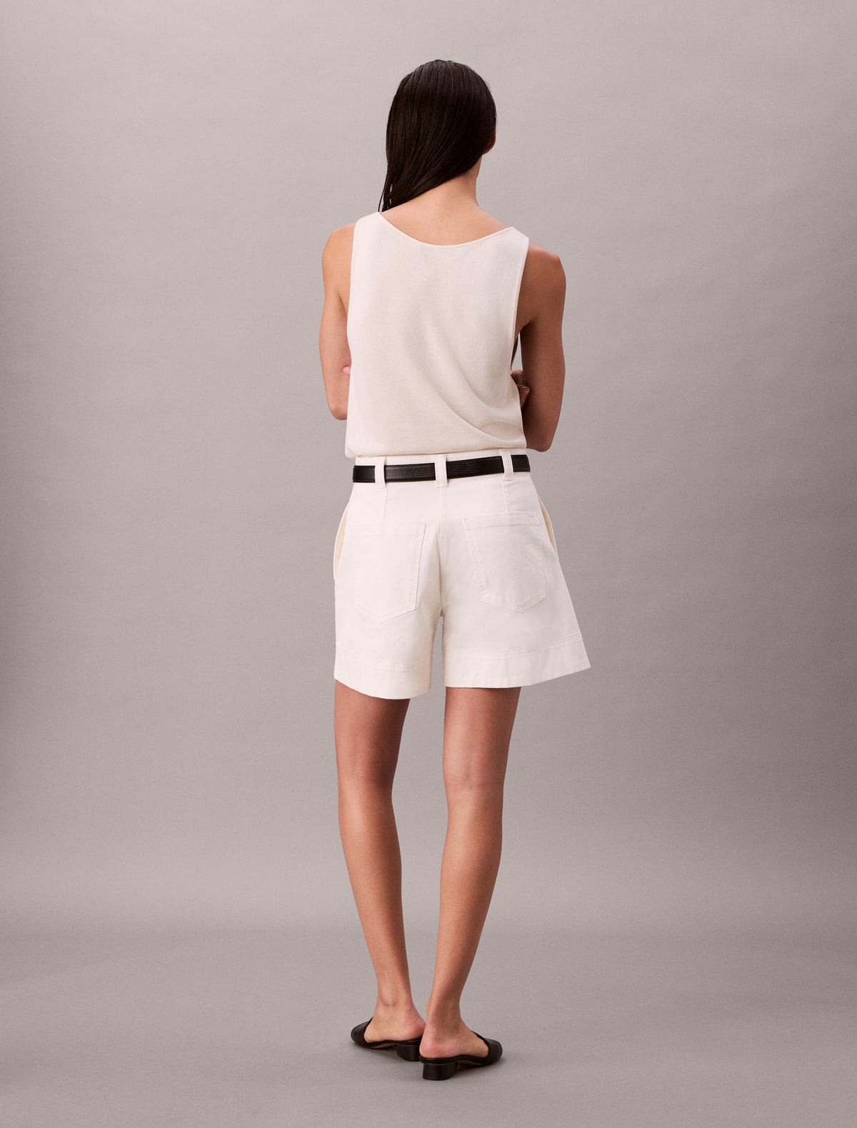 Calvin Klein Cotton Stretch Twill Pleated Bermuda Shorts