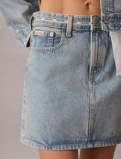 Calvin Klein Denim Logo Mini Skirt