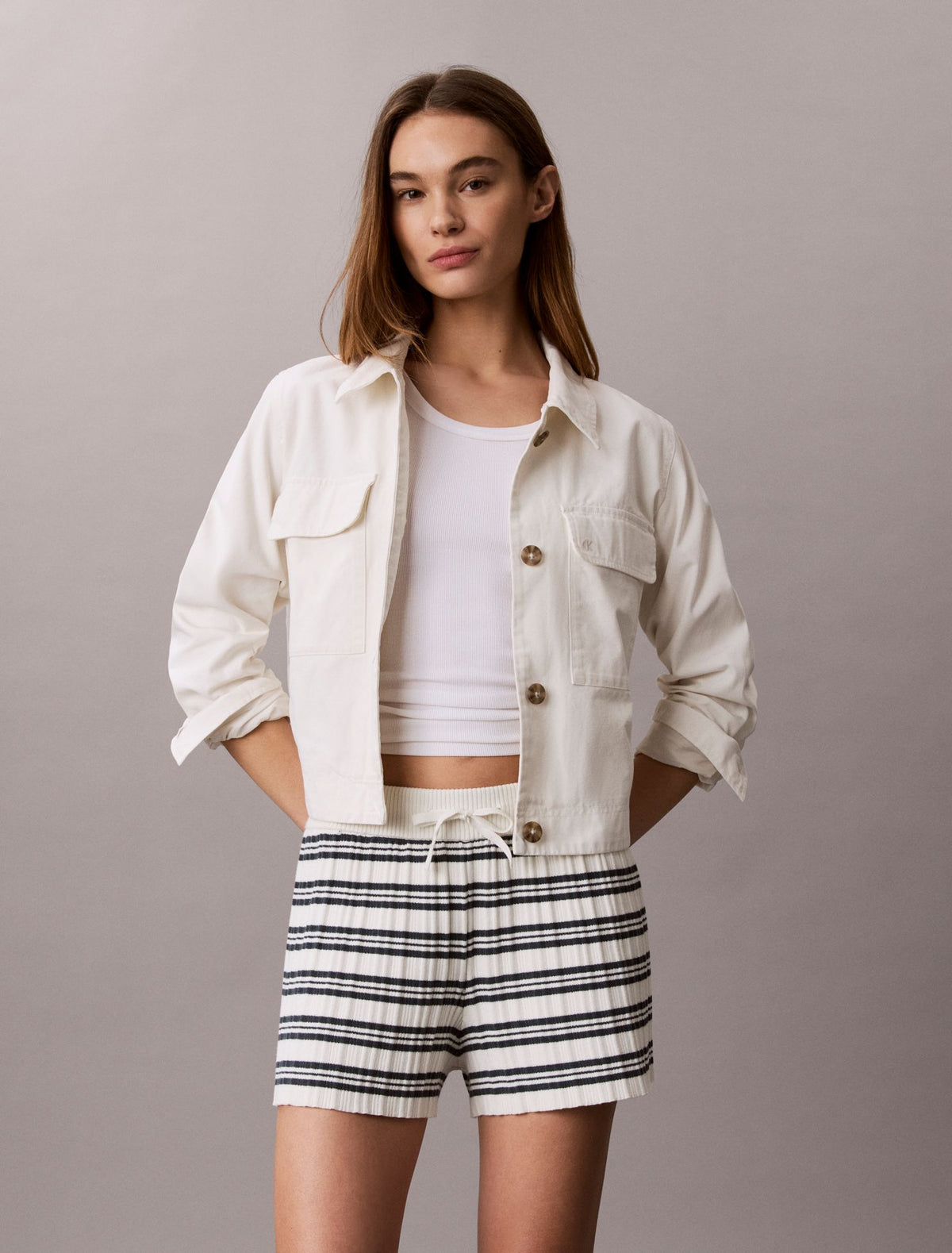 Calvin Klein Stripe Rib Pull-On Shorts