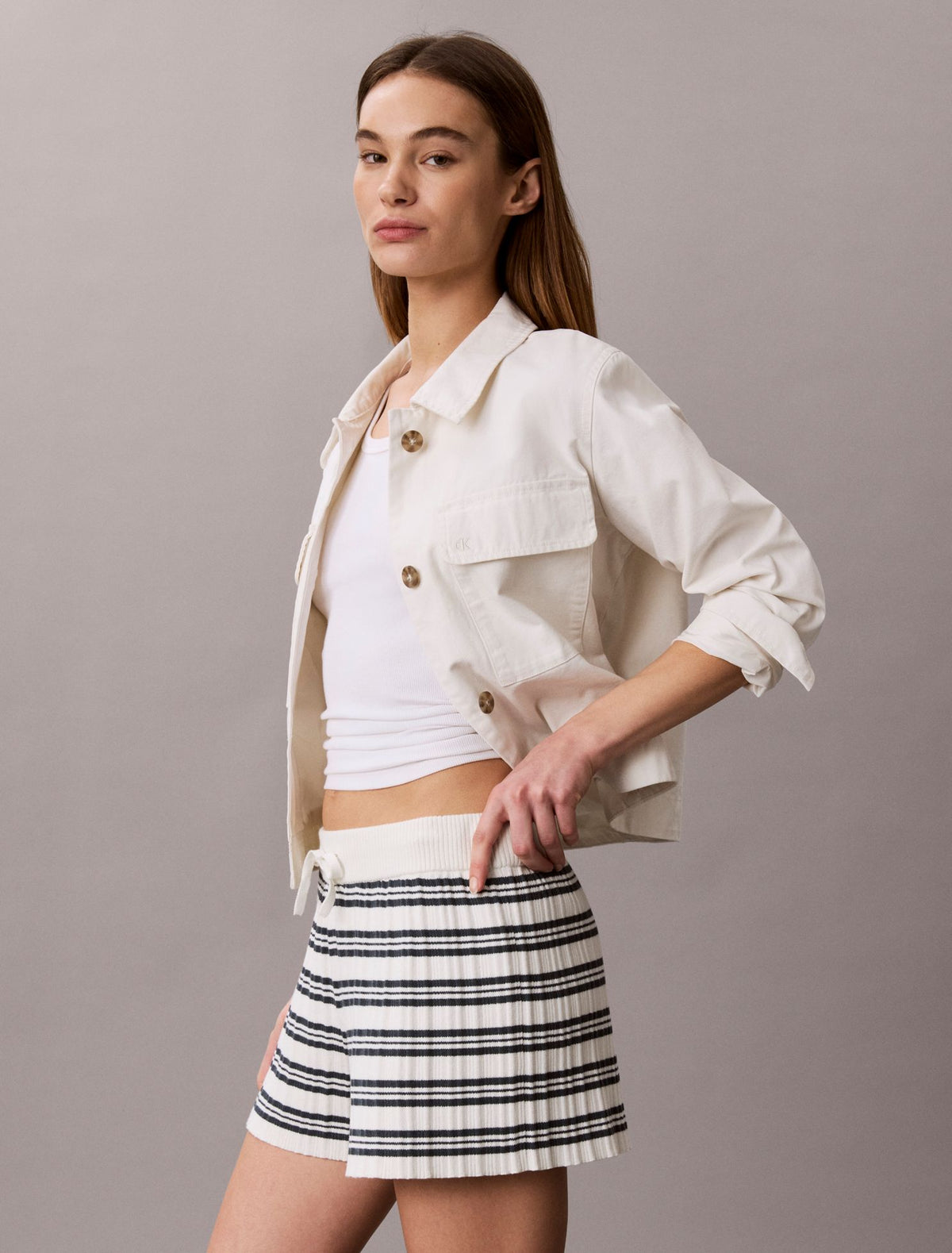 Calvin Klein Stripe Rib Pull-On Shorts
