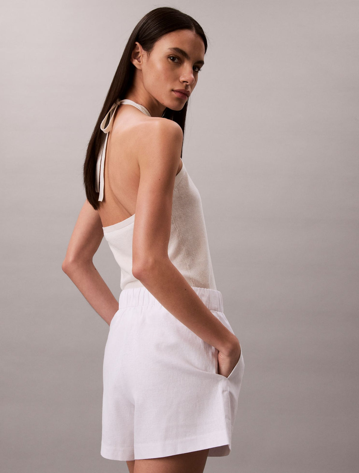 Calvin Klein Linen Blend Pull-On Shorts