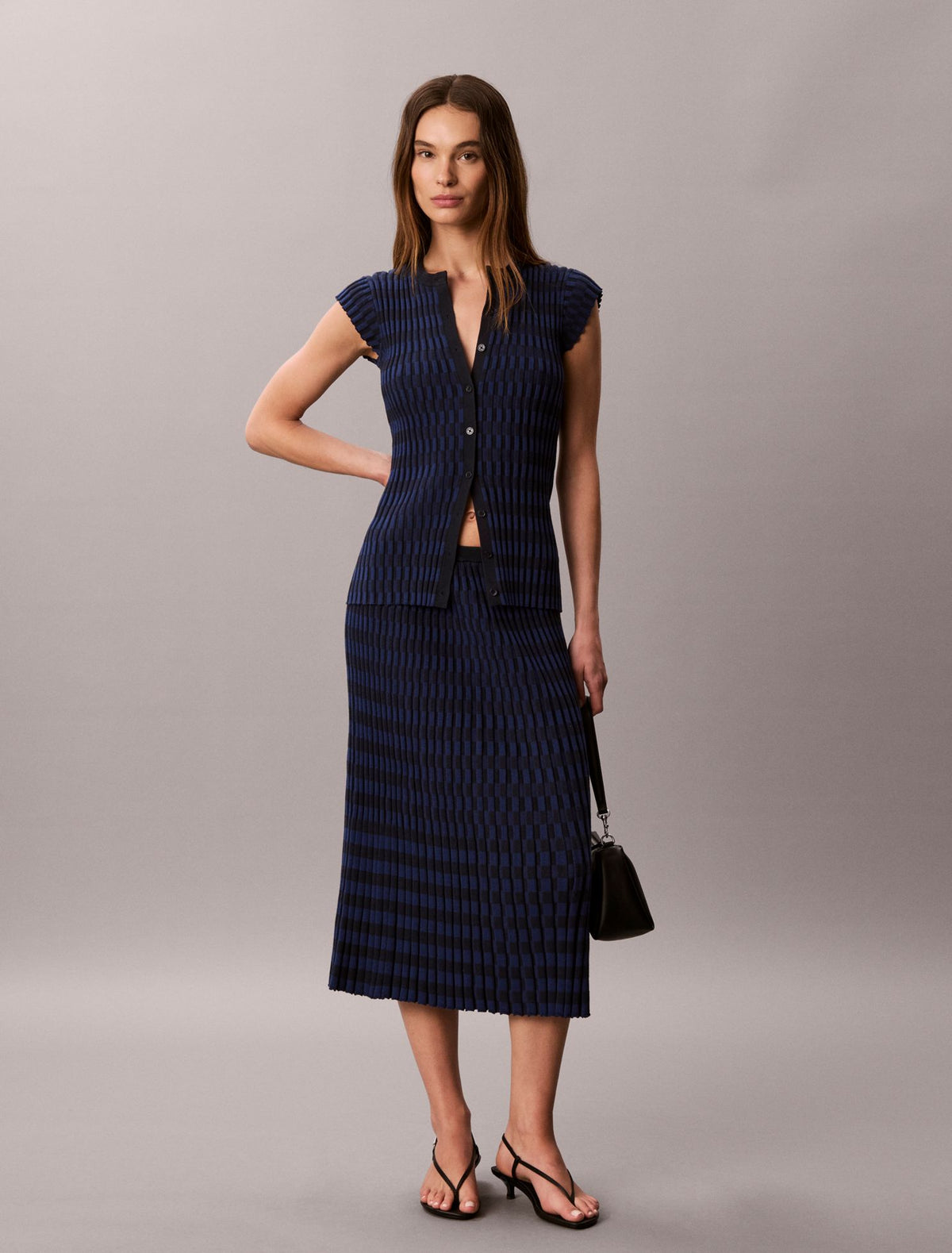 Calvin Klein Tech Knit Checkered Rib Skirt