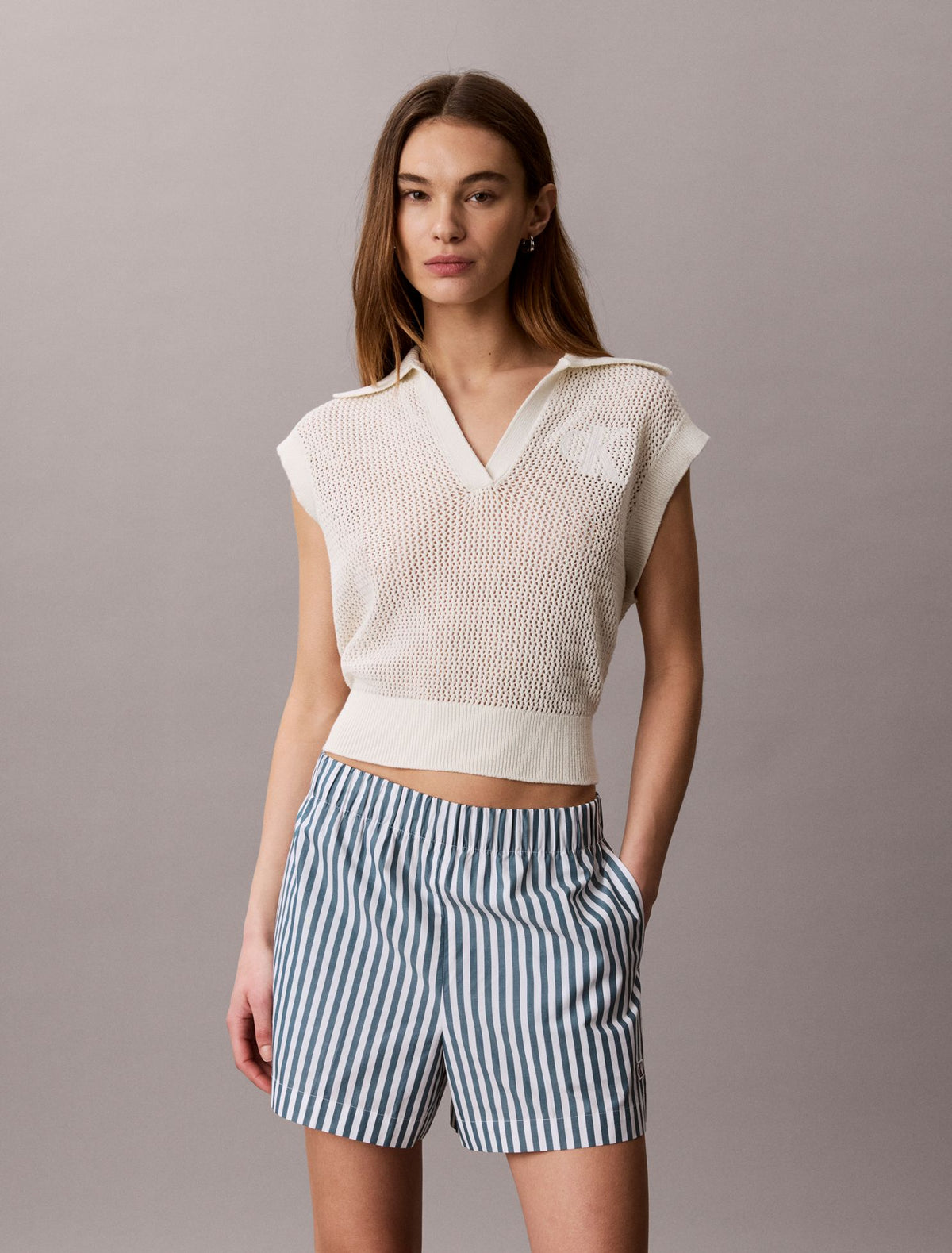 Calvin Klein Cotton Poplin Stripe Shorts