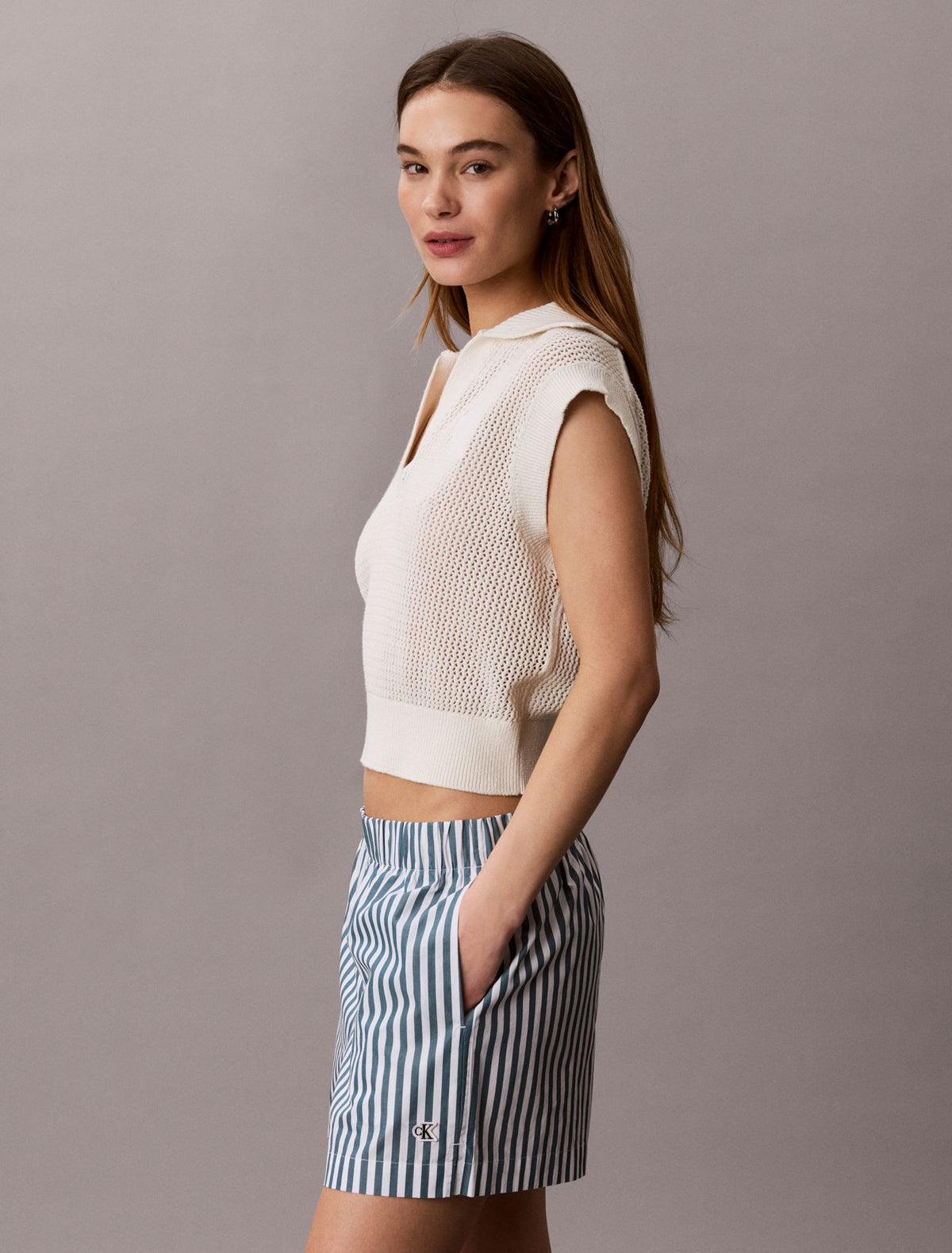 Calvin Klein Cotton Poplin Stripe Shorts