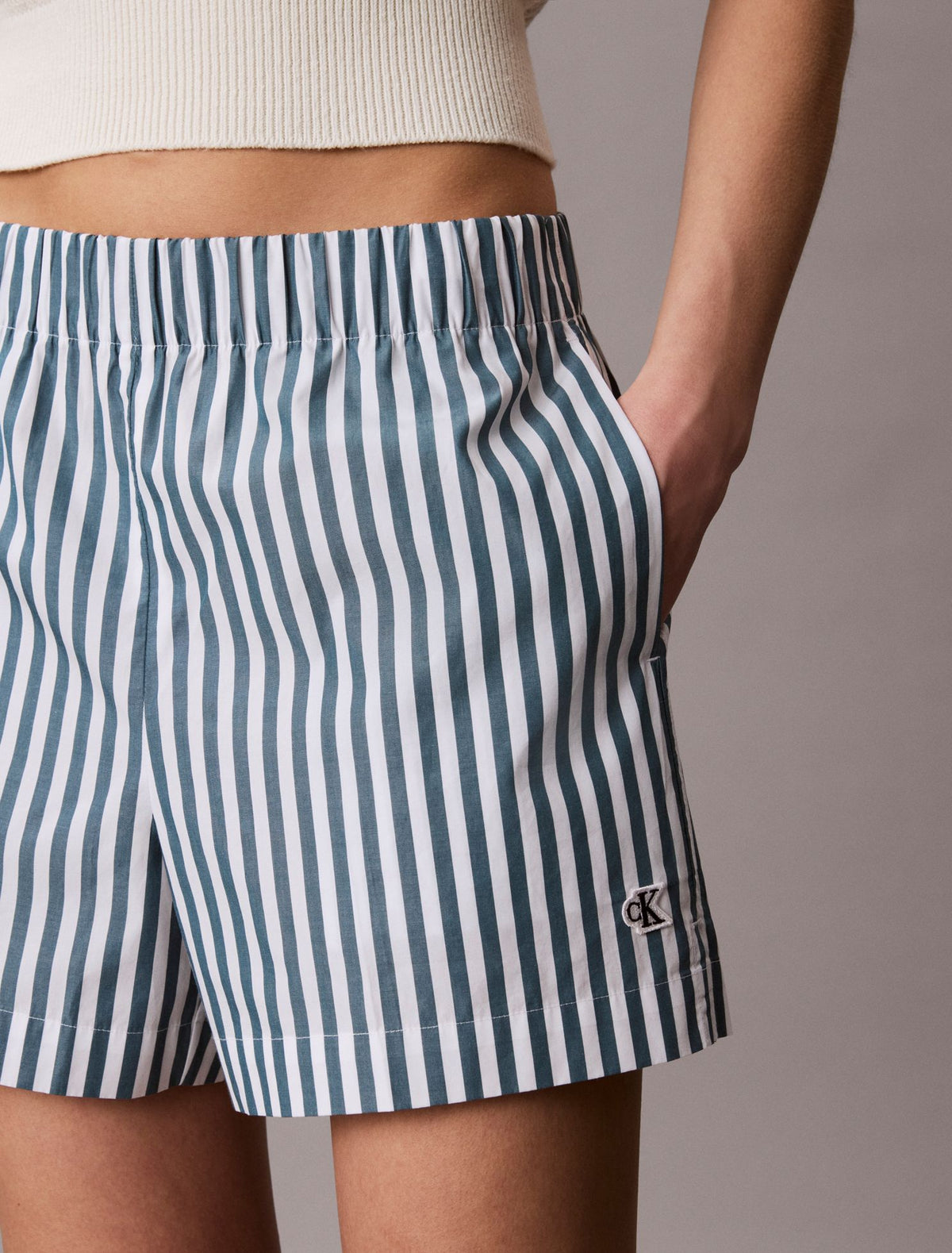 Calvin Klein Cotton Poplin Stripe Shorts