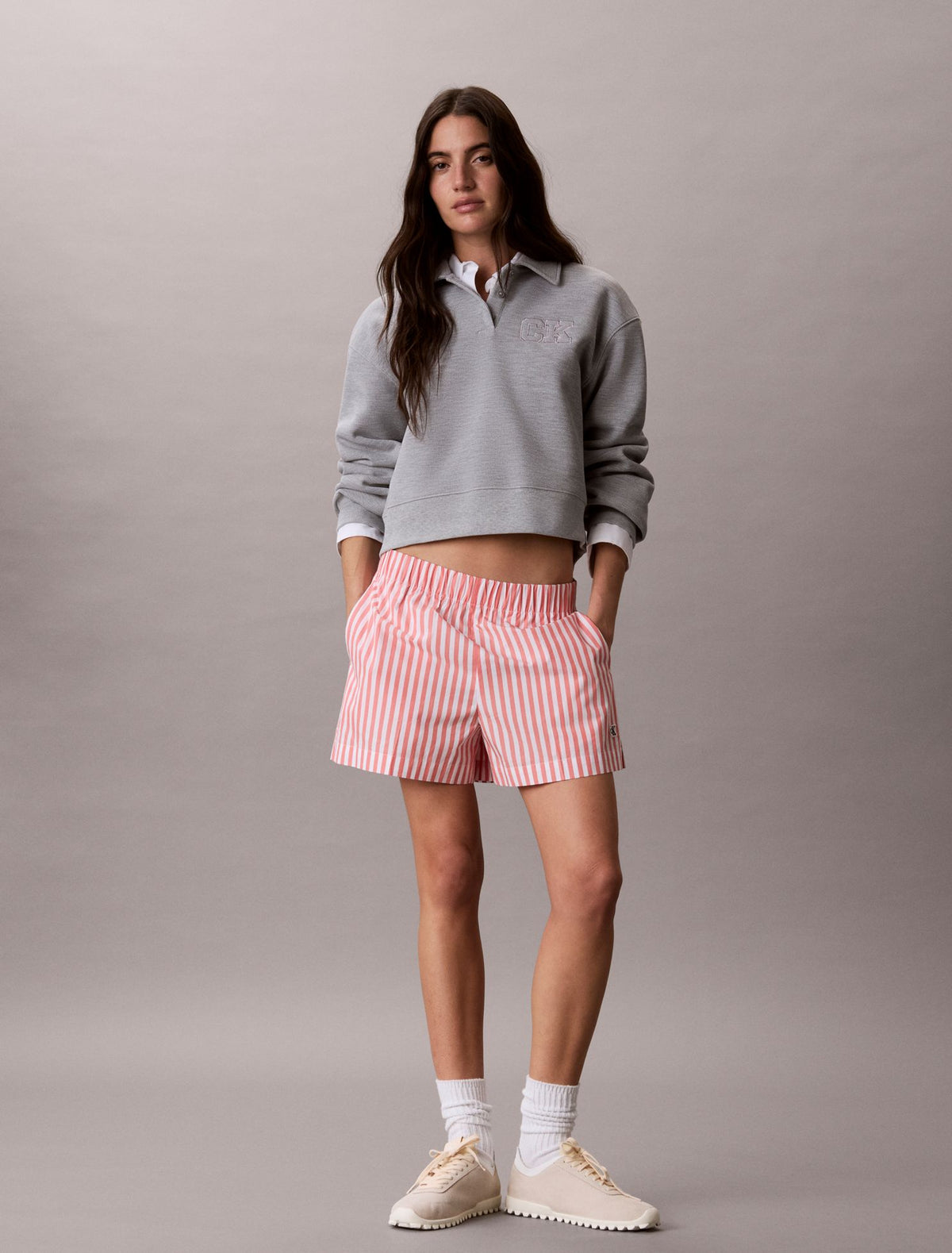Calvin Klein Cotton Poplin Stripe Shorts
