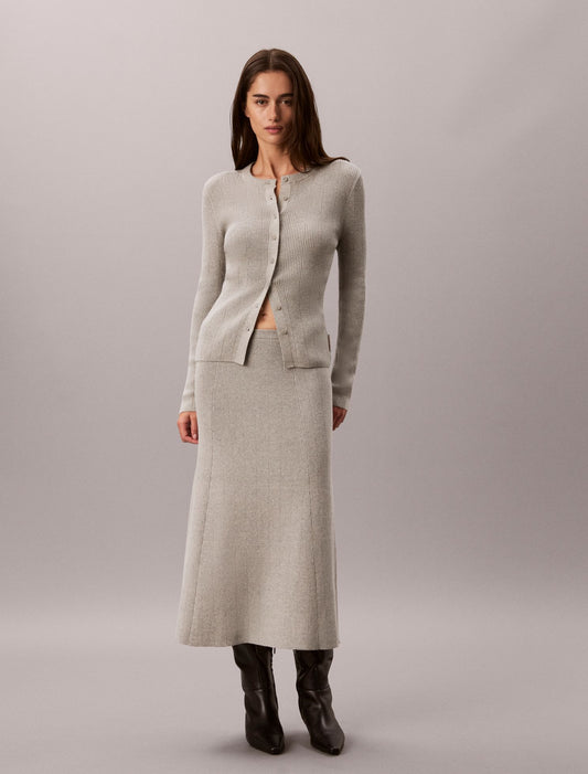 Calvin Klein Smooth Cotton Rib Midi Skirt