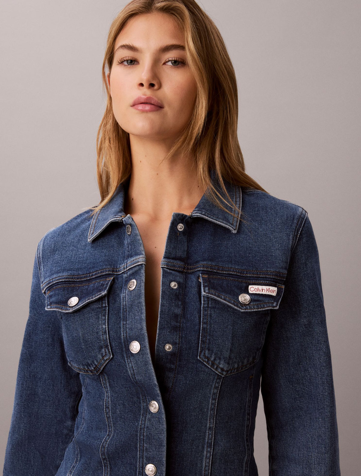 Calvin Klein Denim Trucker Long Sleeve Mini Dress