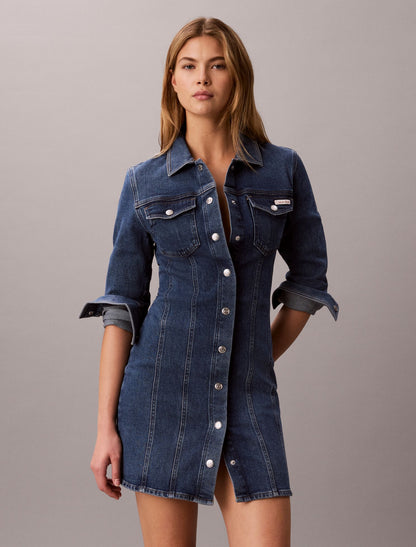 Calvin Klein Denim Trucker Long Sleeve Mini Dress
