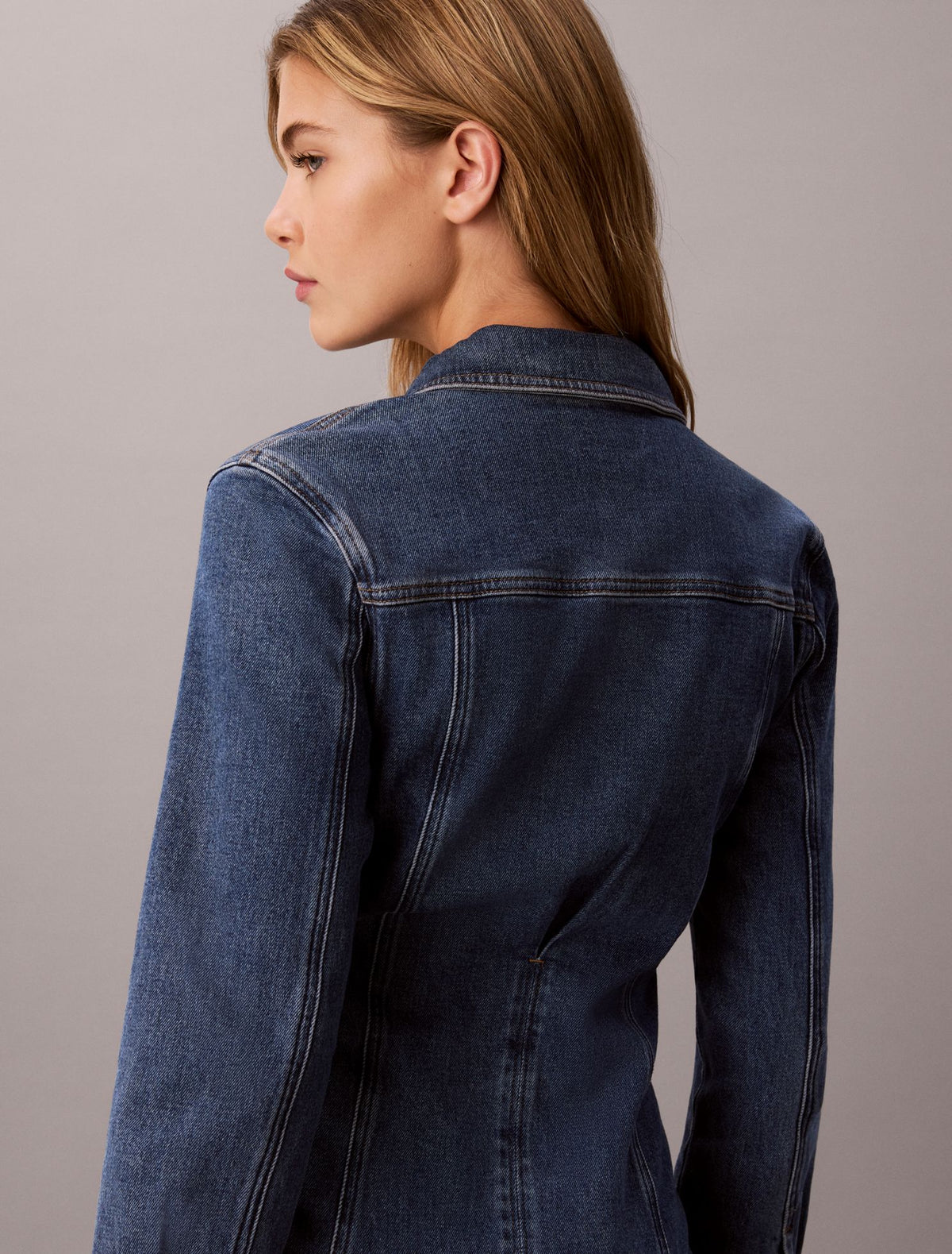 Calvin Klein Denim Trucker Long Sleeve Mini Dress