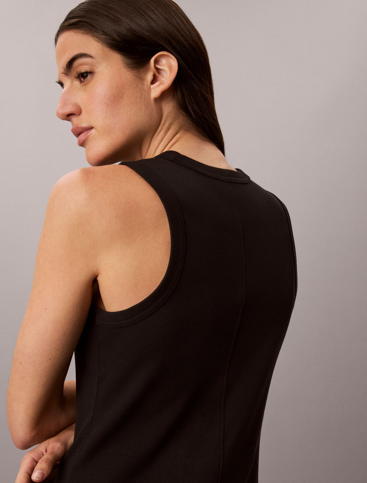 Calvin Klein Embroidered Monogram Rib Midi Tank Dress