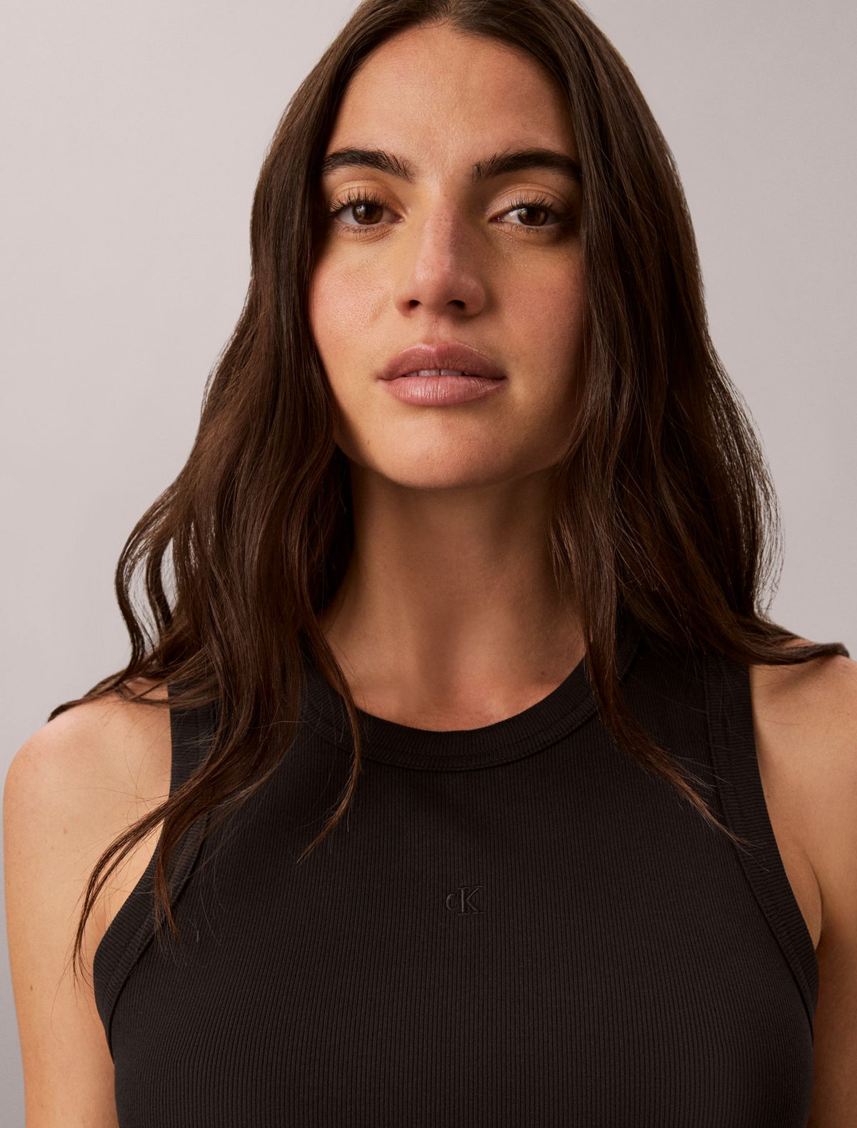 Calvin Klein Embroidered Monogram Rib Midi Tank Dress