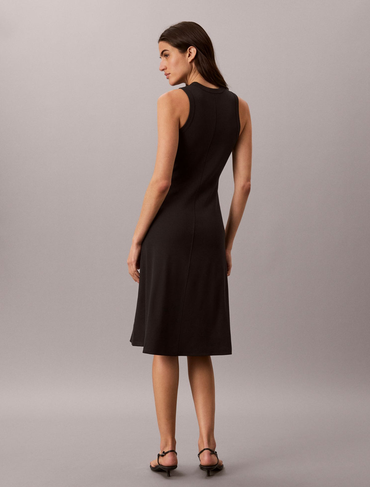 Calvin Klein Embroidered Monogram Rib Midi Tank Dress