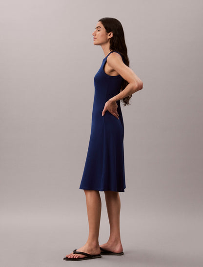 Calvin Klein Embroidered Monogram Rib Midi Tank Dress