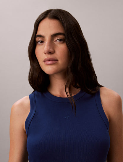Calvin Klein Embroidered Monogram Rib Midi Tank Dress