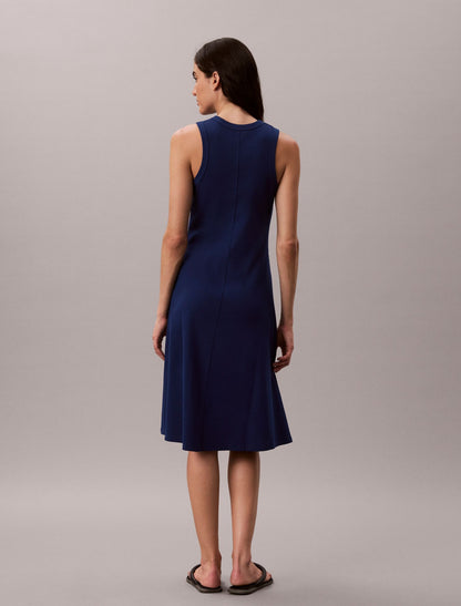 Calvin Klein Embroidered Monogram Rib Midi Tank Dress