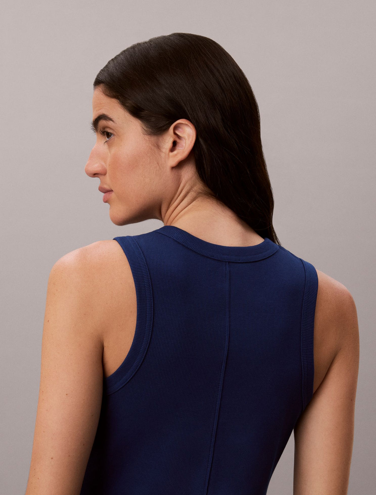 Calvin Klein Embroidered Monogram Rib Midi Tank Dress
