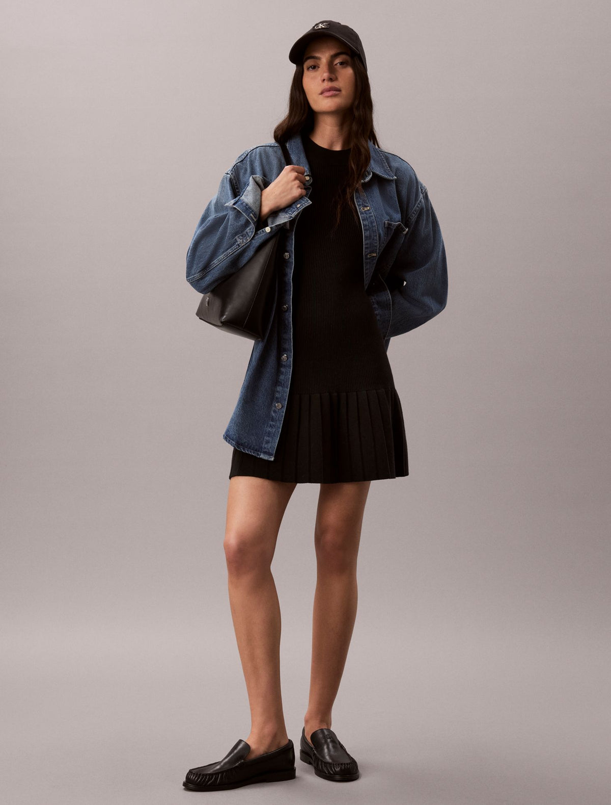 Calvin Klein Mock Neck Ribbed Mini Dress