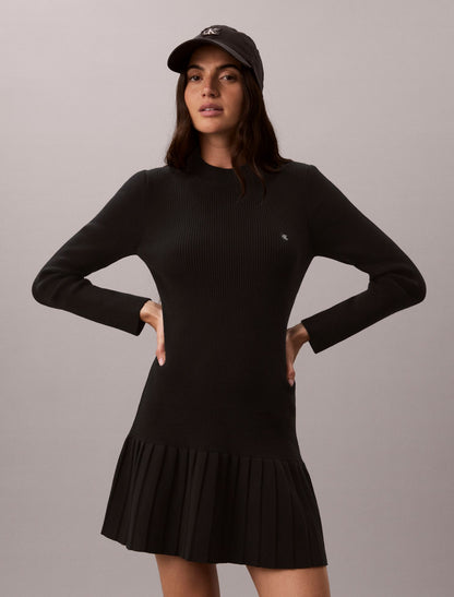 Calvin Klein Mock Neck Ribbed Mini Dress