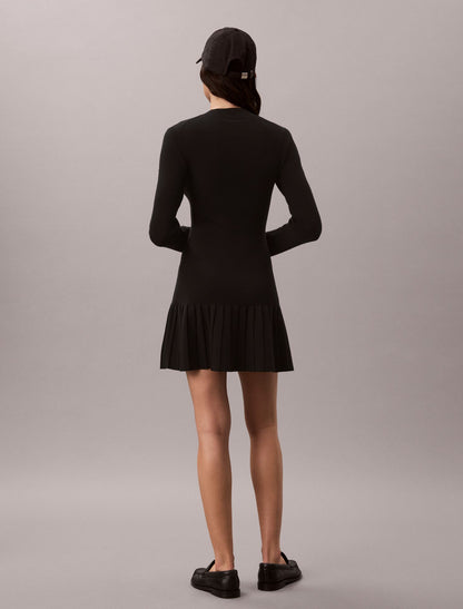 Calvin Klein Mock Neck Ribbed Mini Dress