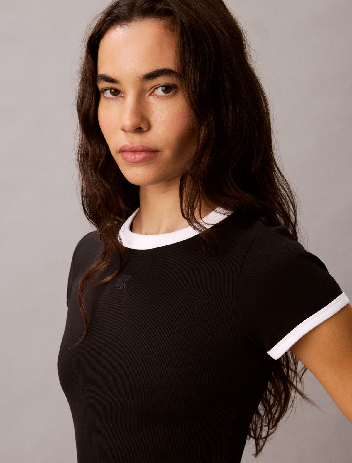 Calvin Klein Cotton Contour Rib Monogram Mini Dress