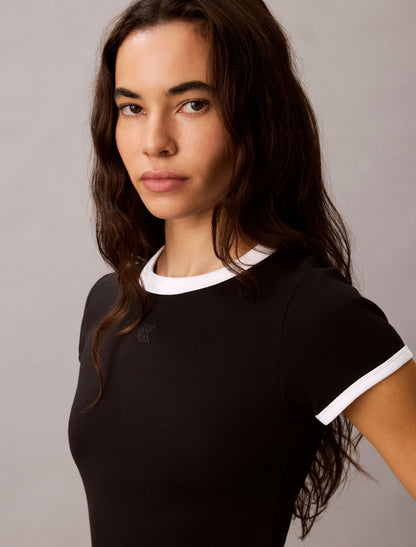Calvin Klein Cotton Contour Rib Monogram Mini Dress