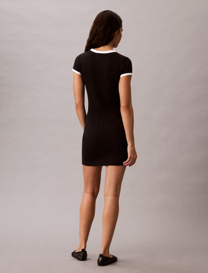 Calvin Klein Cotton Contour Rib Monogram Mini Dress